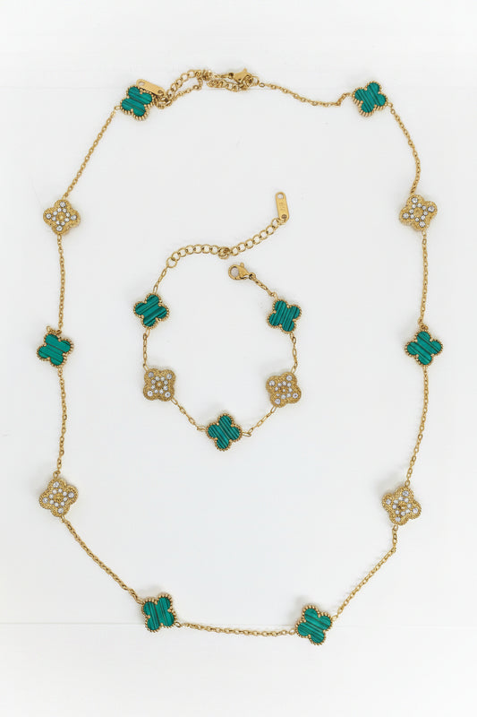 13mm Green Diamond Four-Leaf Clover Chain Set