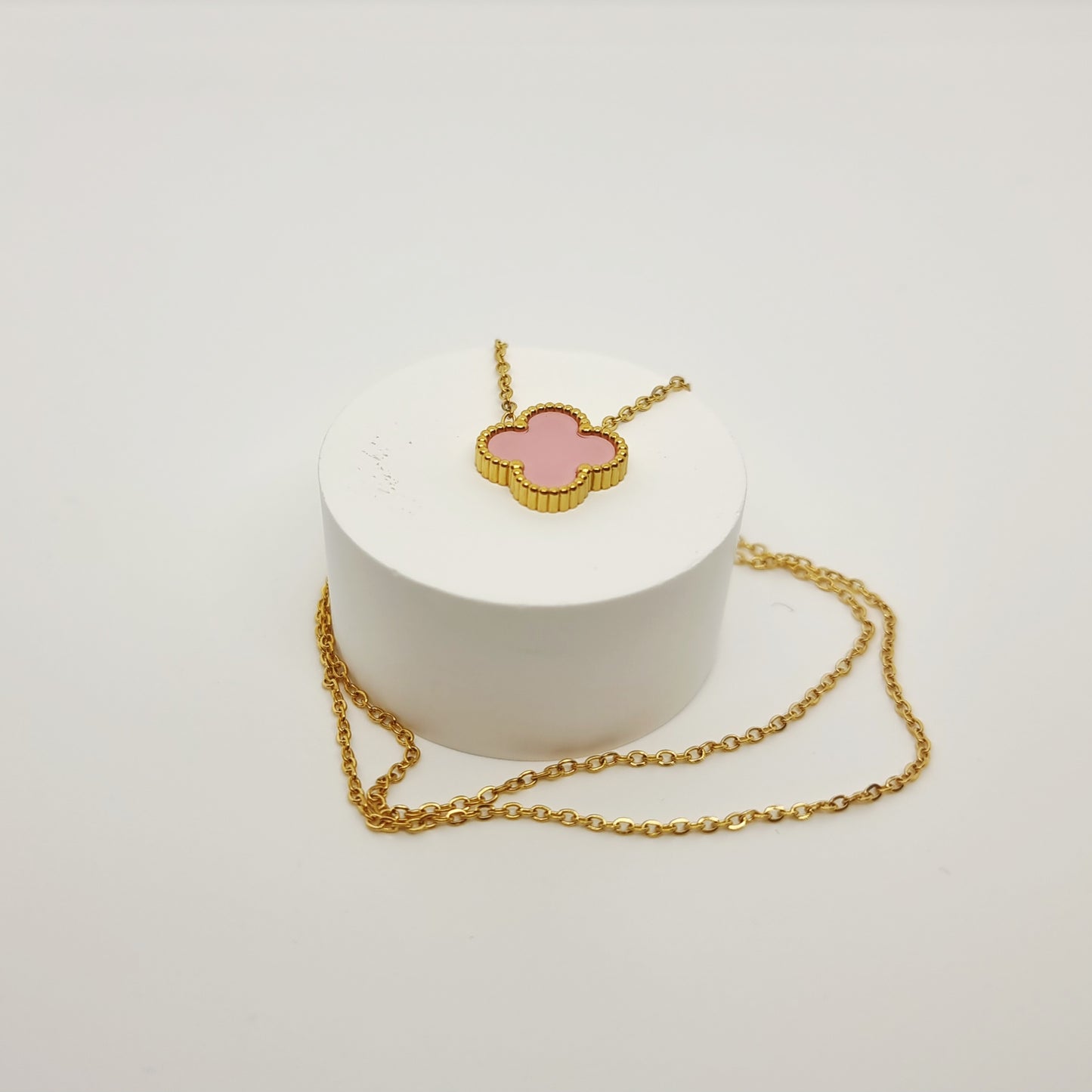 13mm Pink Gold-Plated Four-Leaf Clover Necklace