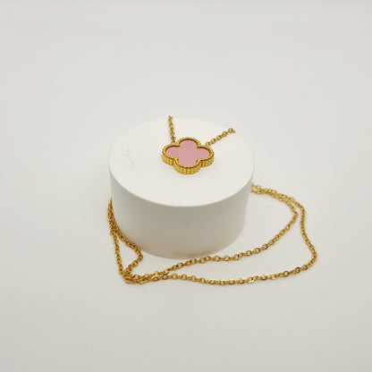 13mm Pink Gold-Plated Four-Leaf Clover Necklace