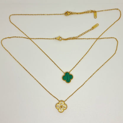 15mm Green Diamond Reversible Four-Leaf Clover Single Pendant
