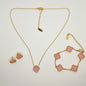 13mm Pink Gold-Plated Four-Leaf Clover Set