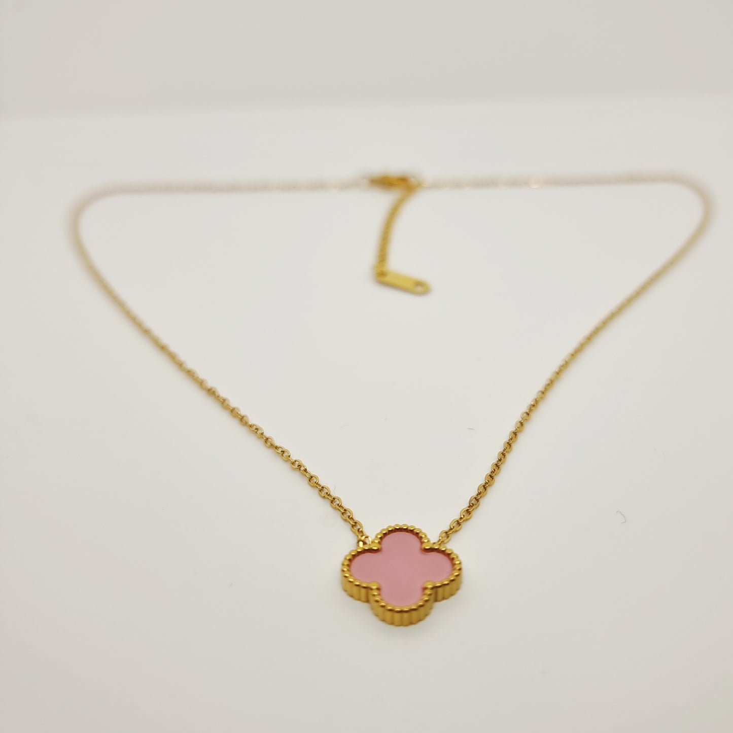 13mm Pink Gold-Plated Four-Leaf Clover Necklace