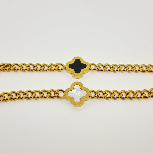 Reversible Four-Leaf Clover Chain Bracelet