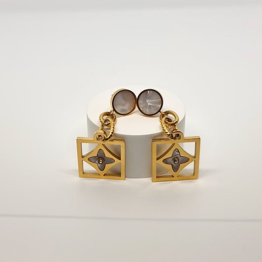 White Drop Link Earrings